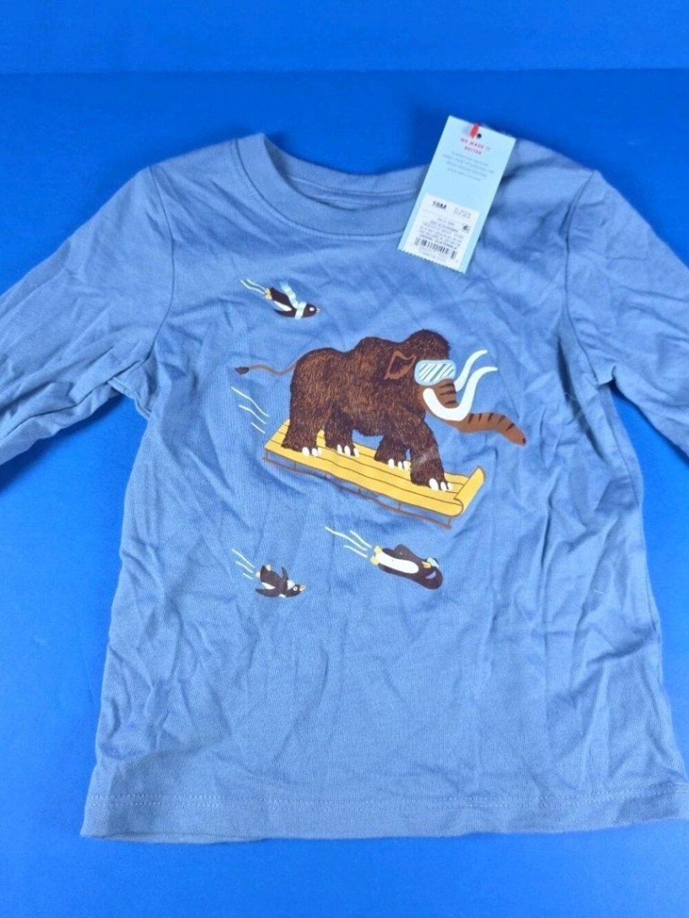 Cat & Jack Toddler Boys Size 18M Long Sleeve Mammoth Sledding T-Shirt